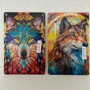 2 PC Suncatcher Acrylic Wolf 6” x 4” Window Wall Decoration New Gift